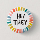 ER/SIE Pronouns Rainbow Soft Circle Rings Button (Vorderseite)