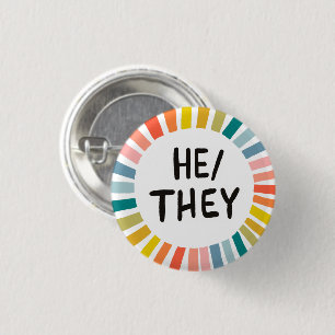 ER/SIE Pronouns Rainbow Soft Circle Rings Button