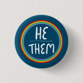 Er/sie Pronouns Regenbogen handbuchstabiert Minima Button (Vorderseite)