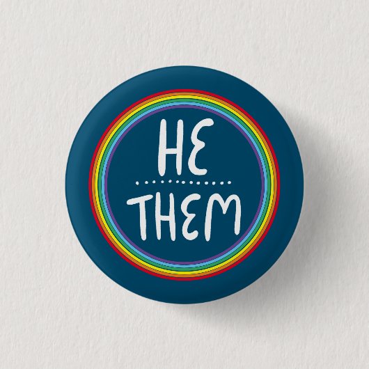 Er/sie Pronouns Regenbogen handbuchstabiert Minima Button (Vorderseite)