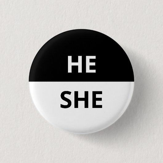Er/sie Pronouns Schwarz/Weiß-Abzeichen Button (Vorderseite)
