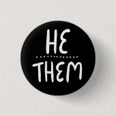 ER/SIE Pronouns Schwarz-weiße Handschrift Minimal Button (Vorderseite)