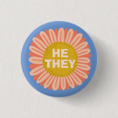 ER / SIE Pronouns Sonnenblume Daisy Pride Button (Vorderseite)