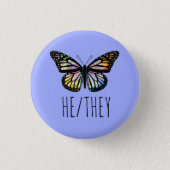 ER/SIE Pronouns Watercolor Butterfly Button (Vorderseite)