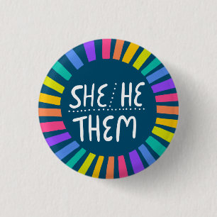 ER/SIE / SIE Pronouns Rainbow Handlettered Pride Button