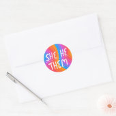 ER/SIE/SIE Pronouns Rainbow Handlettern Sheet Runder Aufkleber (Umschlag)