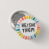 ER/SIE/SIE Pronouns Rainbow Soft Circle Rings Button (Vorne & Hinten)