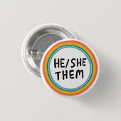 ER/SIE/SIE Pronouns Rainbow Soft Circle Rings Button (Vorne & Hinten)