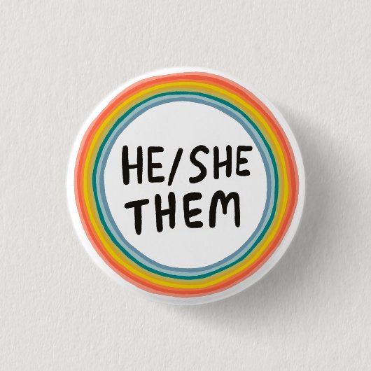 ER/SIE/SIE Pronouns Rainbow Soft Circle Rings Button (Vorderseite)