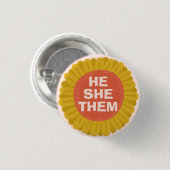 ER/SIE/ SIE Pronouns Sonnenblume Daisy Pride Button (Vorne & Hinten)