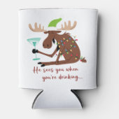 Er sieht dich beim Trinken der Weihnachtsmann Dosenkühler (Vorderseite)