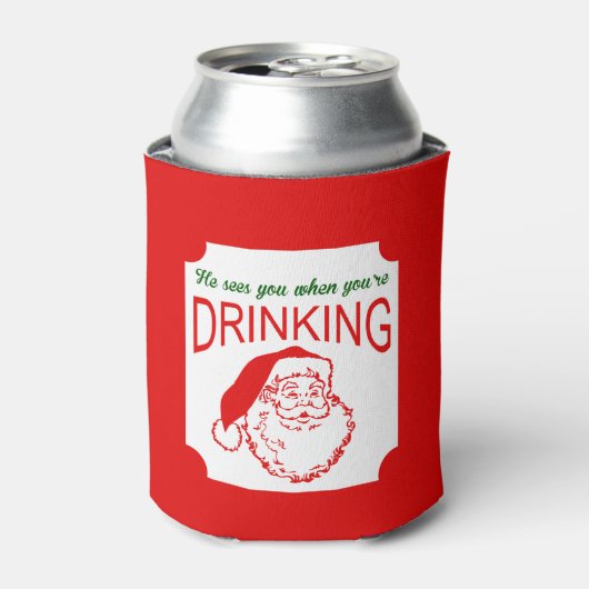 Er sieht dich, Red Christmas Can Cooler Dosenkühler (Kanne Vorderseite)