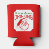 Er sieht dich, Red Christmas Can Cooler Dosenkühler (Rückseite)