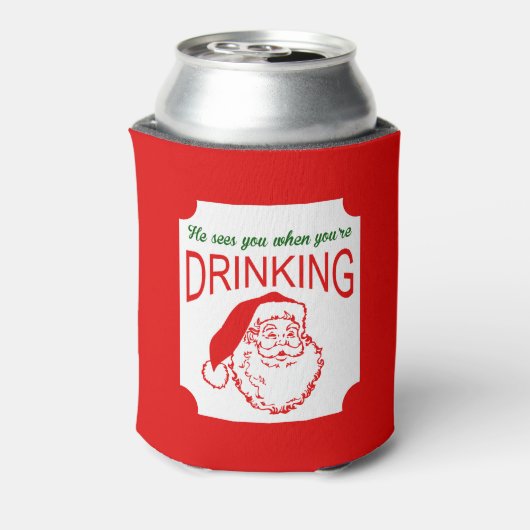 Er sieht dich, Red Christmas Can Cooler Dosenkühler (Kanne Rückseite)