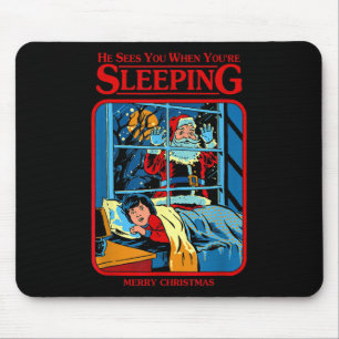 Er sieht dich, wenn du schläfst Frohe Weihnachten Mousepad