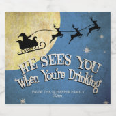 Er sieht dich, wenn du trinkst, Ferien Bierflaschenetikett (Einzelnes Label)