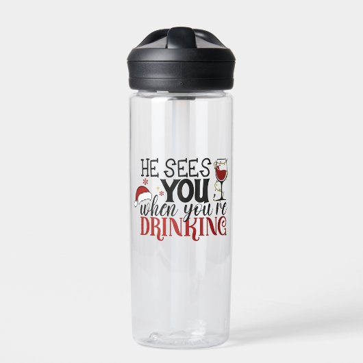 Er sieht dich, wenn du Weihnachten trinkst Trinkflasche (Vorderseite)