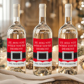 Er sieht dich, wenn du Weihnachten trinkst Weinetikett