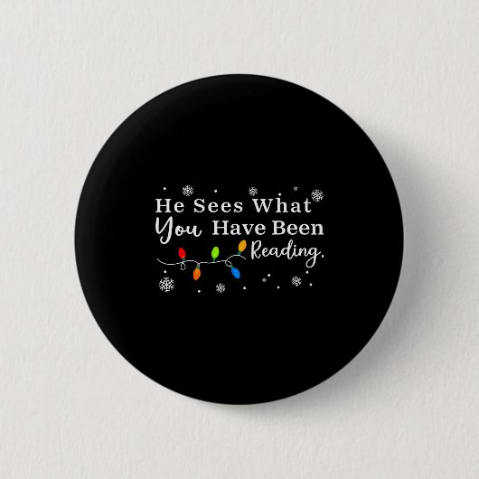 Er sieht, was du gelesen hast Weihnachtsbuch Button (Vorderseite)