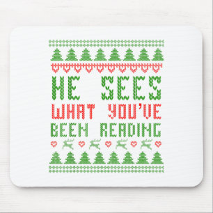 Er sieht, was du Weihnachtsbuch gelesen hast Mousepad
