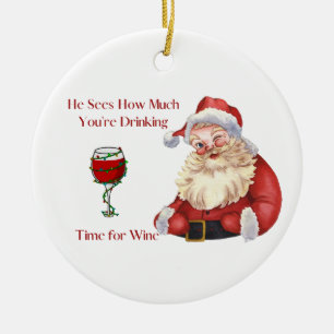 Er sieht, wie viel du an Weihnachten trinkst Keramik Ornament