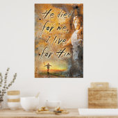 ER STARB FÜR MICH - Jesus Christ Religious Poster (Küche)