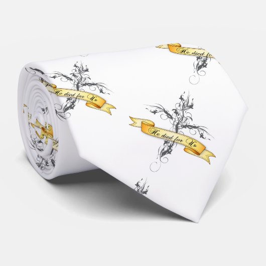 Er starb für uns Blumenkreuz Krawatte (Gerollt)