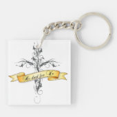 Er starb für uns Blumenkreuz Schlüsselanhänger (Rückseite)