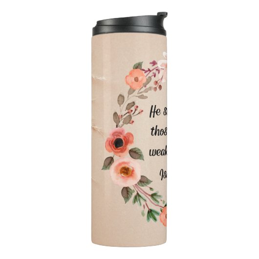 Er stärkt mich thermosbecher (Nach links gedreht)