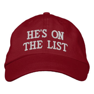 Er steht auf der Liste Bestickte Baseballkappe
