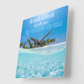 Er stellt meine Soul-Schriftzeichen-Uhr wieder her Quadratische Wanduhr (Winkel)