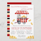 Er stellte die Frage! Popcorn-Brautparty Einladung (Vorne/Hinten)