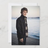 Er tat es Grand Cap Tassel Blue Abschluss Foto Einladung (Rückseite)