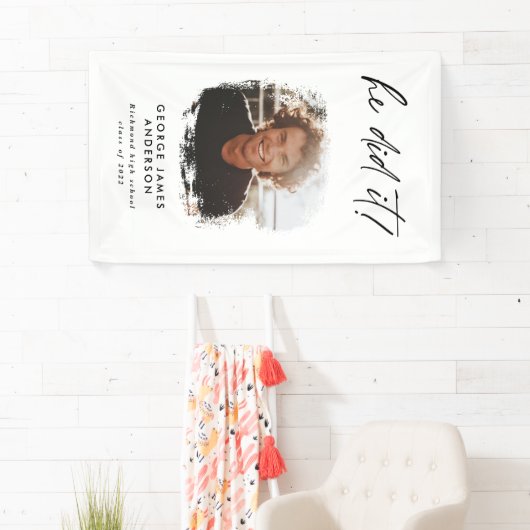 Er tat es kohlegeometrisch-Foto-Abschluss Banner (Insitu)