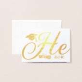 Er tat es Party Einladung 1 Foto Foil Card (Vorderseite mit Umschlag)