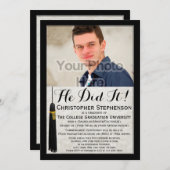 Er tat es Tassel Custom Foto Uni-Abschluss Einladung (Vorne/Hinten)