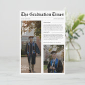 Er tat es Zeitung 2025 Graduation Party Foto Einladung (Stehend Vorderseite)