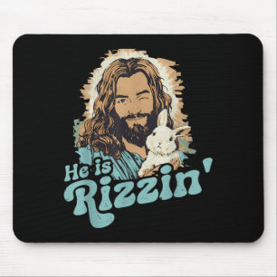 Er trägt ein Rizzin Oster-Shirt Lustiger Christlic Mousepad