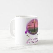 Er vergibt Christliche Tasse (Vorderseite Links)