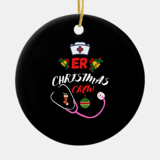 ER Weihnachts-Crew Keramik Ornament (Vorne)