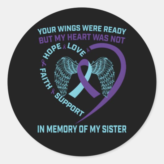 Er wings Ribbon Hope Suicide Awareness Prevention Runder Aufkleber (Vorderseite)