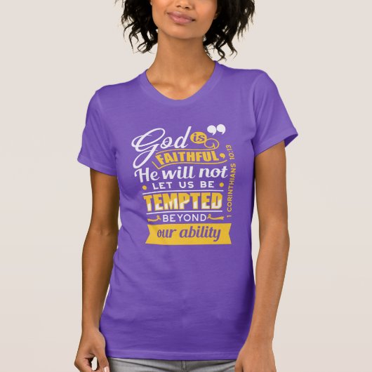Er wird dich nicht versuchen lassen – Bibelvers T-Shirt (Vorderseite)