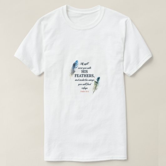 Er wird Sie mit seinen Federn und unter seinem T-Shirt (Design vorne)