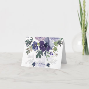 Er wird uns retten, lila Aquarell-Blumen Notiz Karte