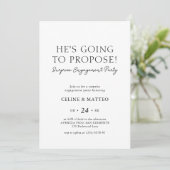 Er wird vorschlagen! | Überraschende Verlobung Einladung (Stehend Vorderseite)