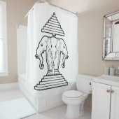 Erawan drei ging ElefantLao/Laos-Flagge voran Duschvorhang (Beispiel)