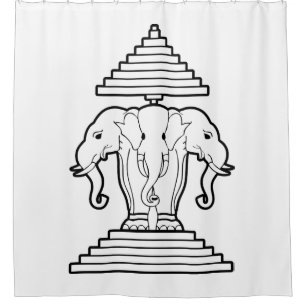 Erawan drei ging ElefantLao/Laos-Flagge voran Duschvorhang