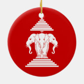 Erawan drei ging ElefantLao/Laos-Flagge voran Keramik Ornament (Hinten)