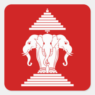 Erawan drei ging ElefantLao/Laos-Flagge voran Quadratischer Aufkleber