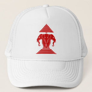 Erawan drei ging ElefantLao/Laos-Flagge voran Truckerkappe